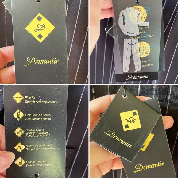 Demantie Mens Pinstriped Blazer Sz 38R and Vest sz 32 Super 150s Hand-Tailored - Picture 8 of 11